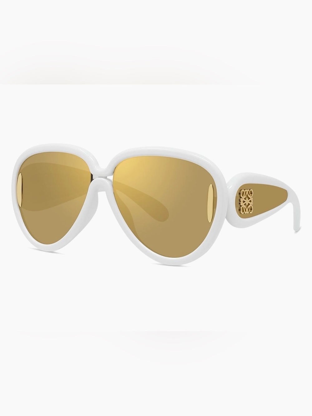 Loewe Anagram LW40132I Sunglasses White Frame Sunglasses with Gold Lenses